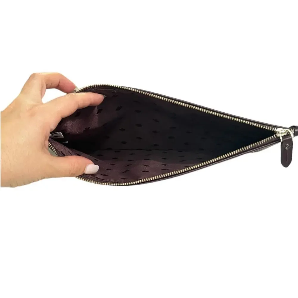 Kate Spade ella plaid large zip pouch New